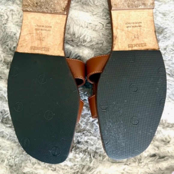 AUTHENTIC HERMES ORAN LEATHER SANDALS SLIDES SHOES 39 - Picture 7 of 8